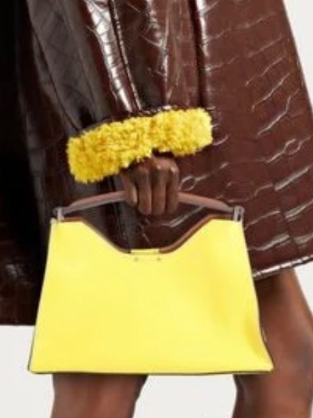 GIANNI CHIARINI Leather Handbag With Detachable Pouch - Yellow NEW WITH TAGS!!